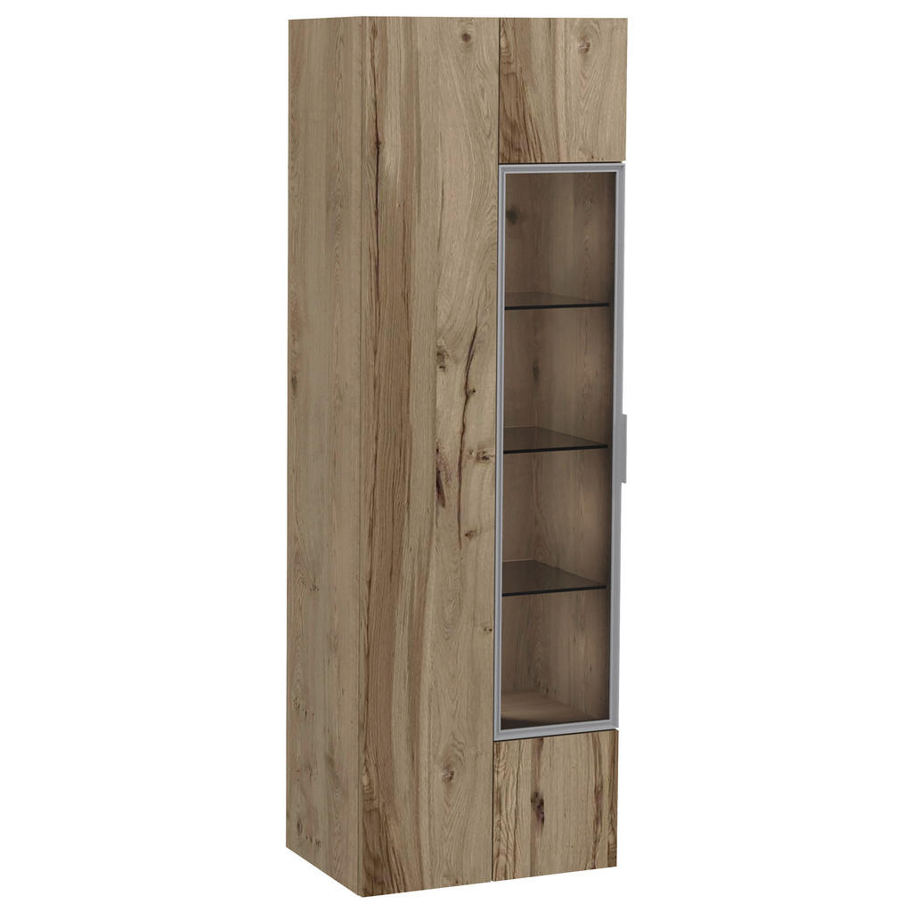 VITRINA, furnirano, večslojna plošča iz masivnega lesa (panelna plošča) star les, divji hrast stari hrast