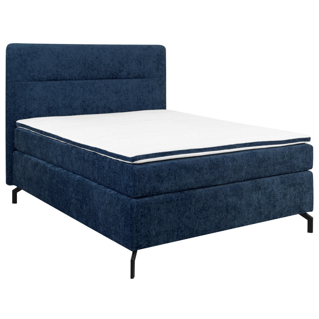 POSTELJA BOXSPRING 140 cm  x 200 cm , tekstil temno modra