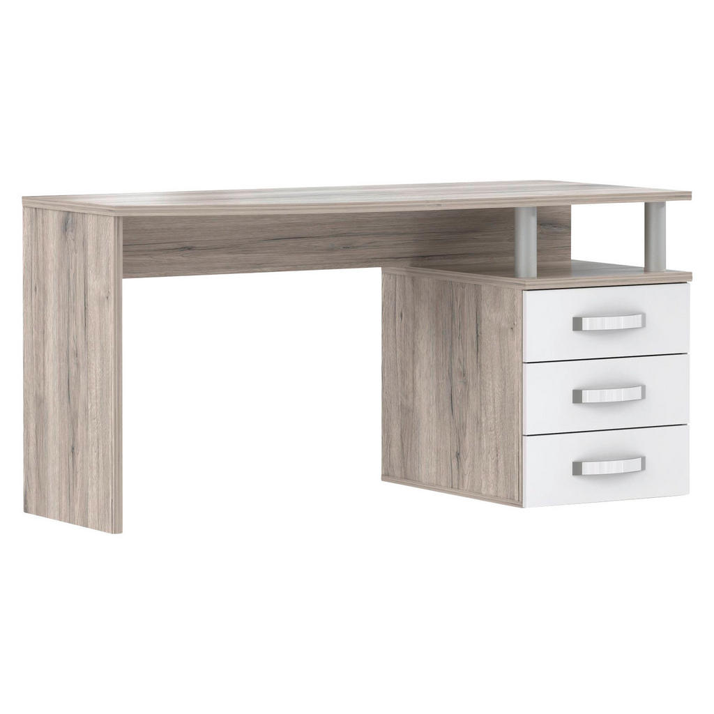 PISALNA MIZA leseni material barve hrasta, bela, visoki sijaj