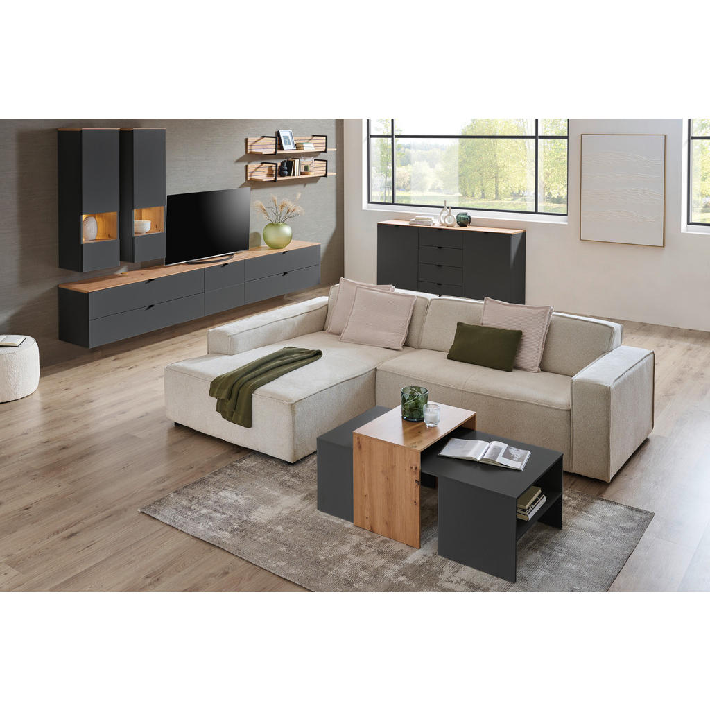 Alternative view of KLUBSKA MIZA, hrast artisan, barve grafita