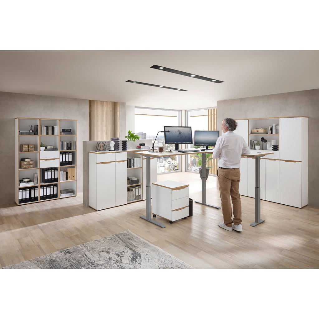 Alternative view of PISALNA MIZA kovina, leseni material srebrne barve, bela, hrast artisan