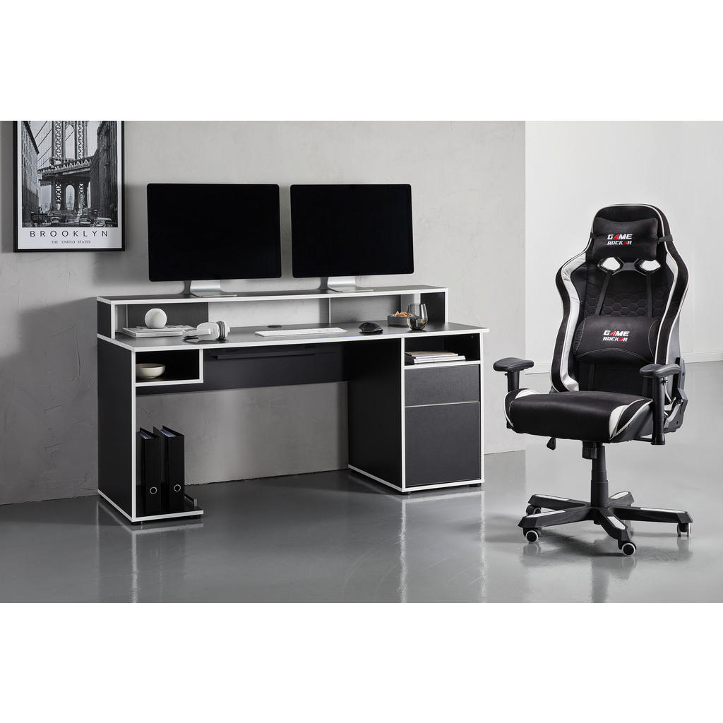 Alternative view of GAMING MIZA leseni material črna, bela