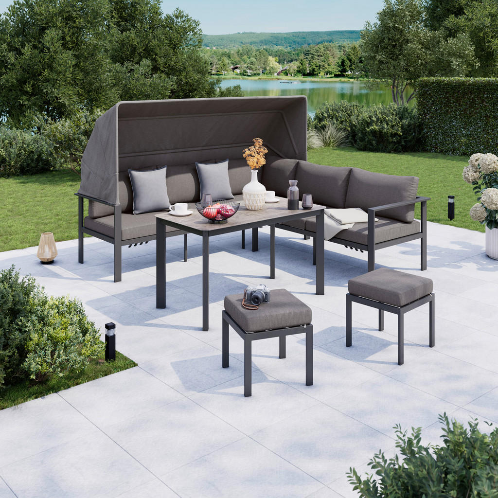 JEDILNA LOUNGE GARNITURA tkanina aluminij