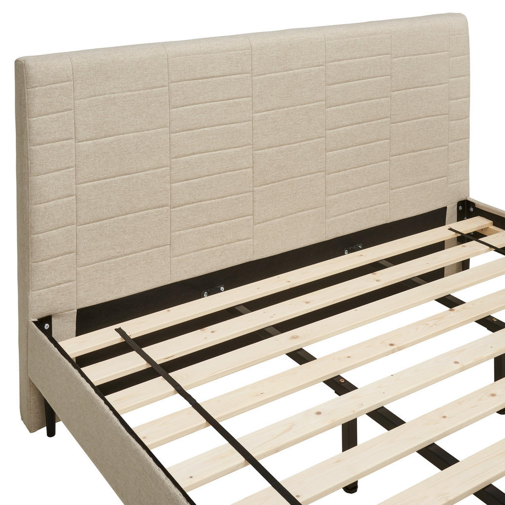 OBLAZINJENA POSTELJA 180 cm x 200 cm , les, kovina, tekstil bež - slika 5