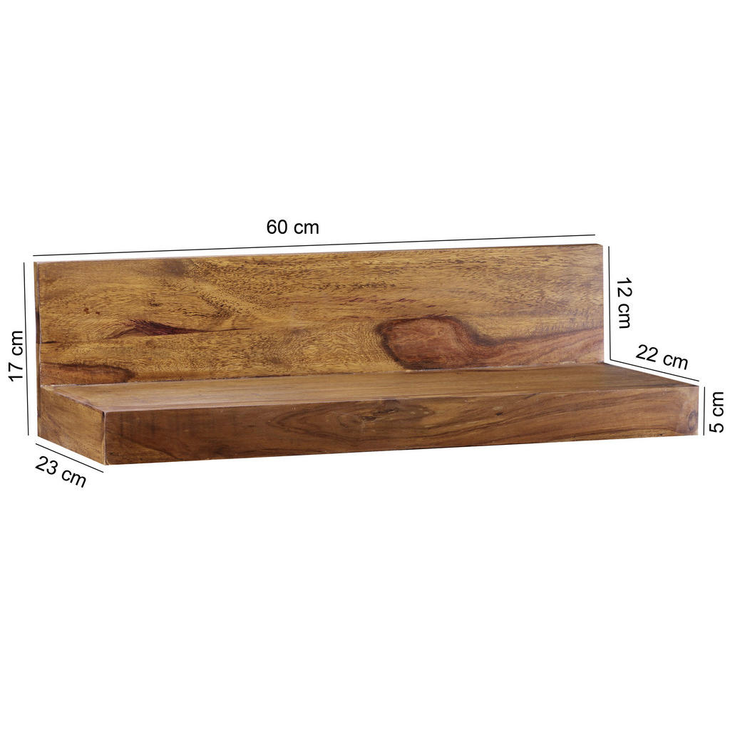 STENSKI REGAL 60/17/24 cm barve indijskega rožnega lesa - slika 4