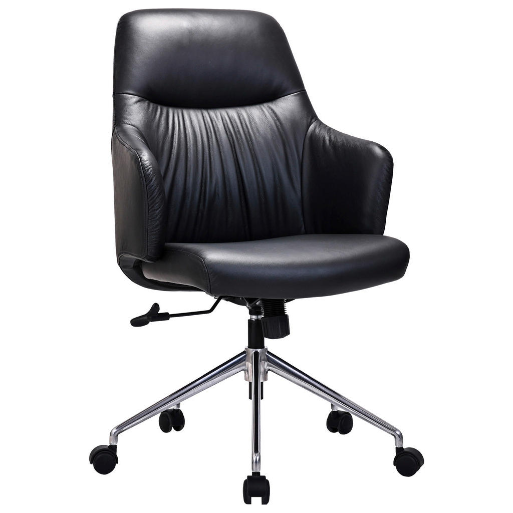 VRTLJIVI STOL kovina, usnje črna