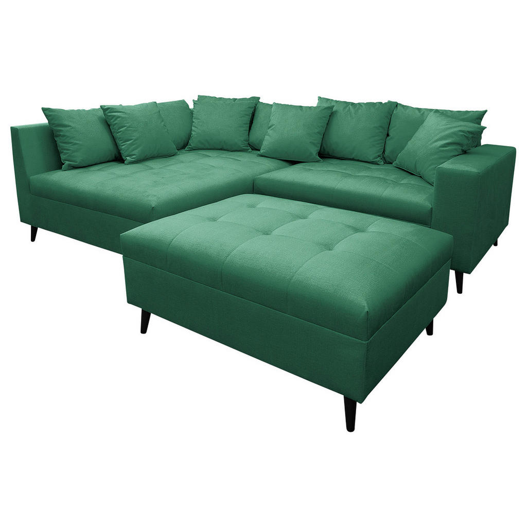 Ecksofa inkl. Hocker, mikrovlakna zelena