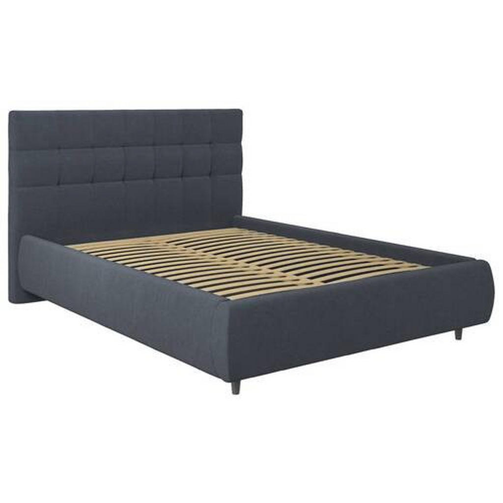 OBLAZINJENA POSTELJA 140 cm x 200 cm , tekstil antracit - slika 3