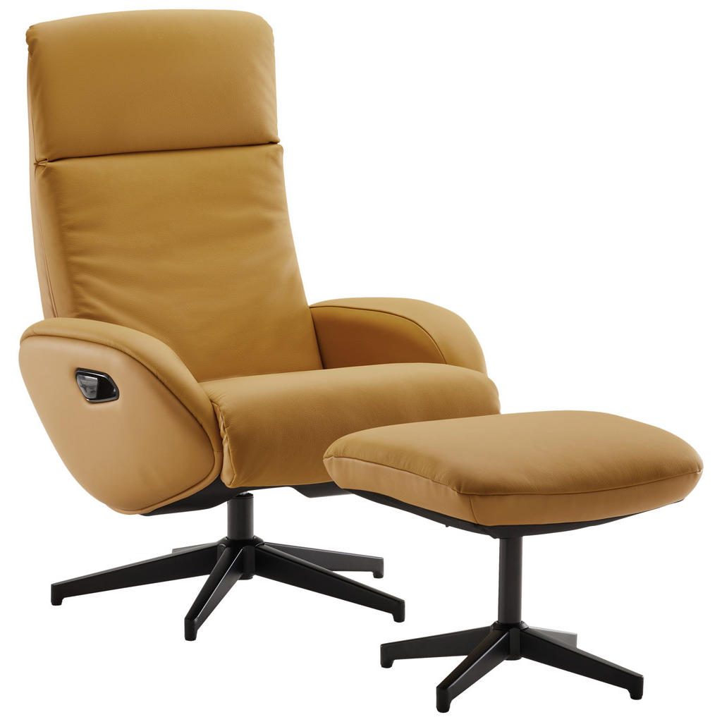 Alternative view of POČIVALNIK S PODNOŽNIKOM, rumena tekstil, usnje