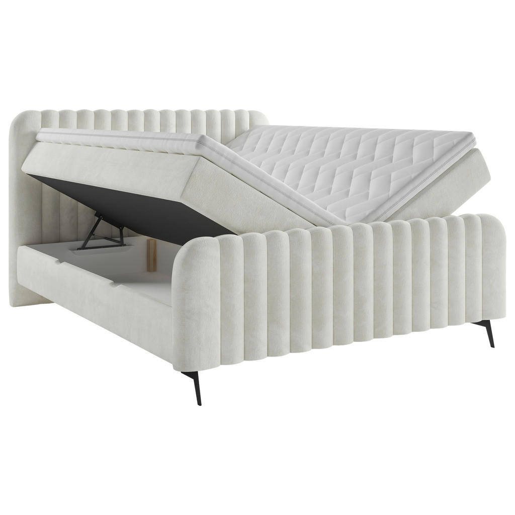 POSTELJA Z VZMETNICO 180 cm x 200 cm , les, tekstil, leseni material bež - slika 6