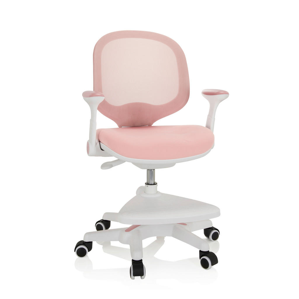 MLADINSKI VRTLJIVI STOL umetna masa, tekstil roza, bela