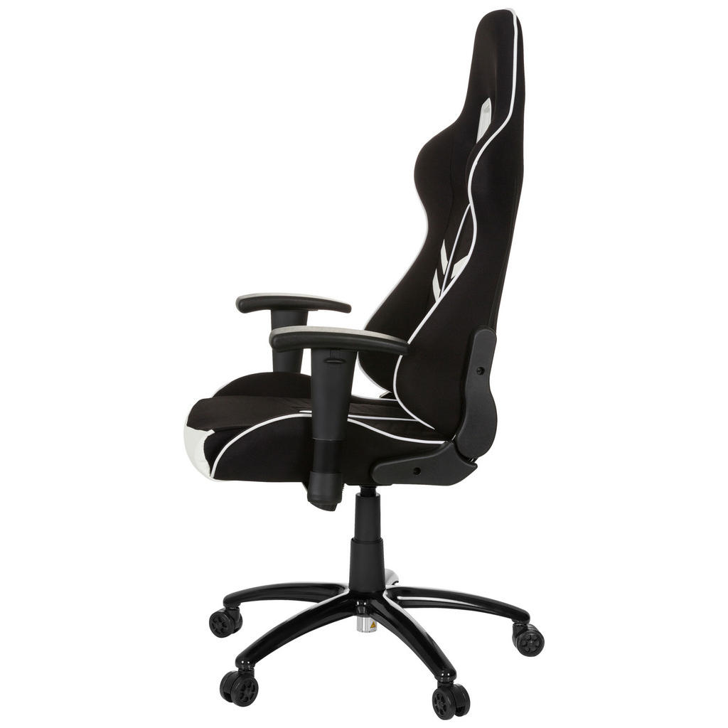 GAMING STOL umetna masa, tekstil črna, bela - slika 5