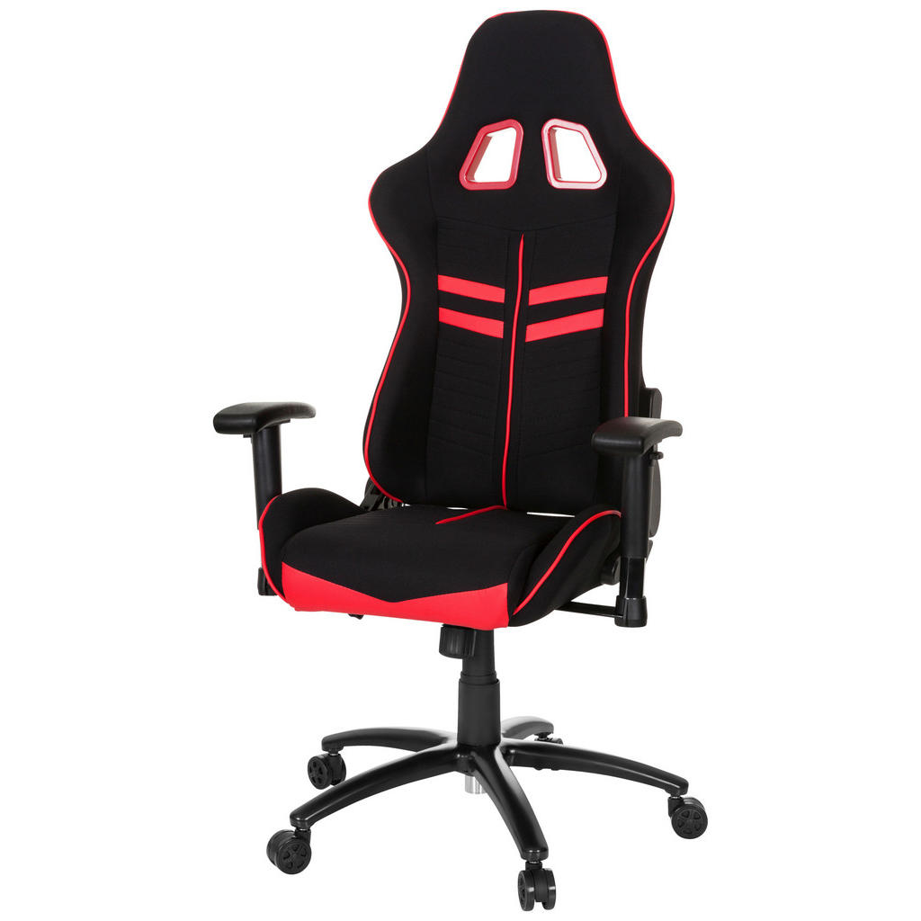 GAMING STOL umetna masa, tekstil rdeča, črna - slika 3