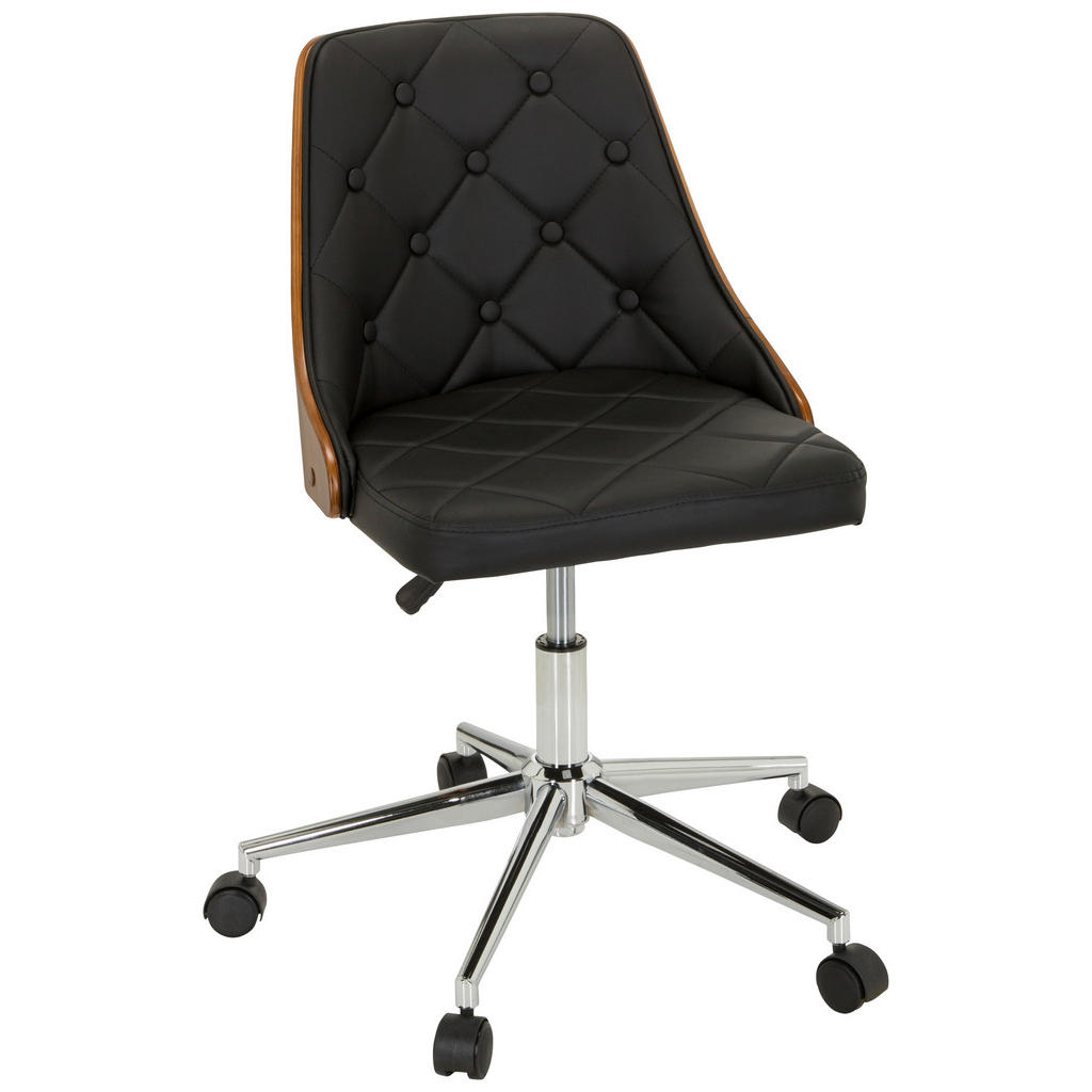 VRTLJIVI STOL les, tekstil črna, barva tikovine