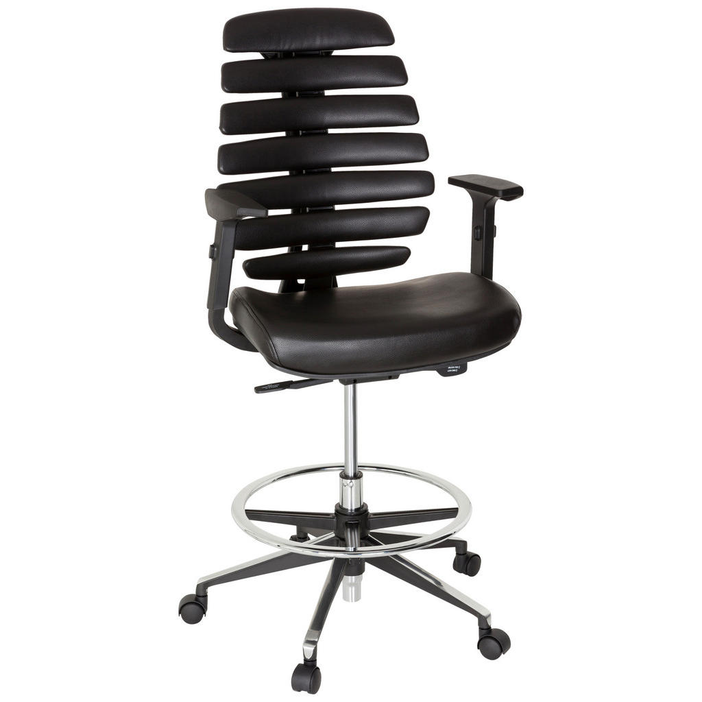 VRTLJIVI STOL umetna masa, usnje črna