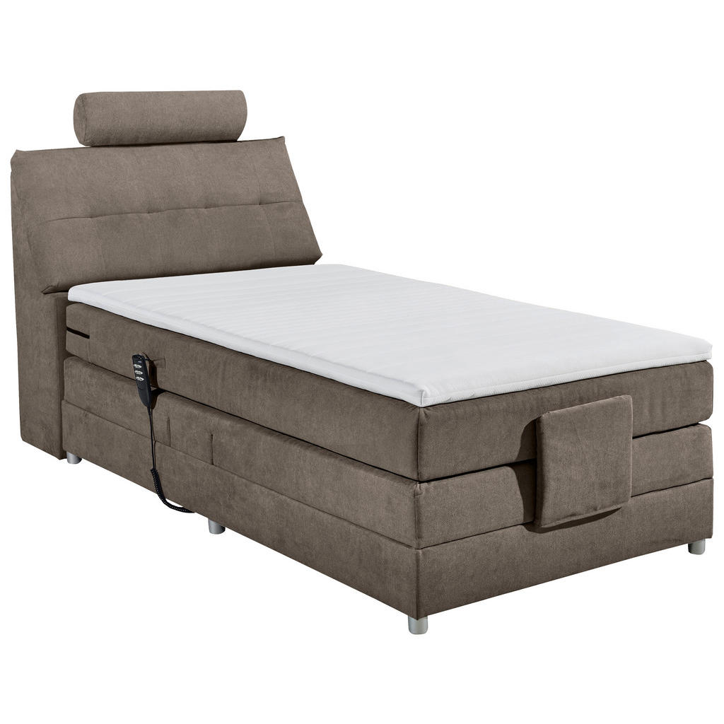 POSTELJA BOXSPRING 120 cm  x 200 cm , tekstil, leseni material rjava