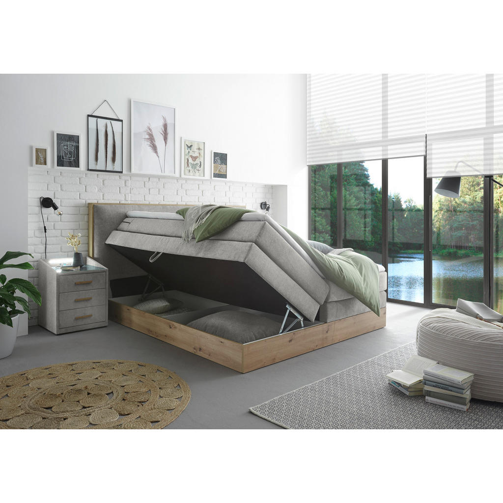 Alternative view of POSTELJA BOXSPRING 180 cm  x 200 cm , les, tekstil, leseni material svetlo siva