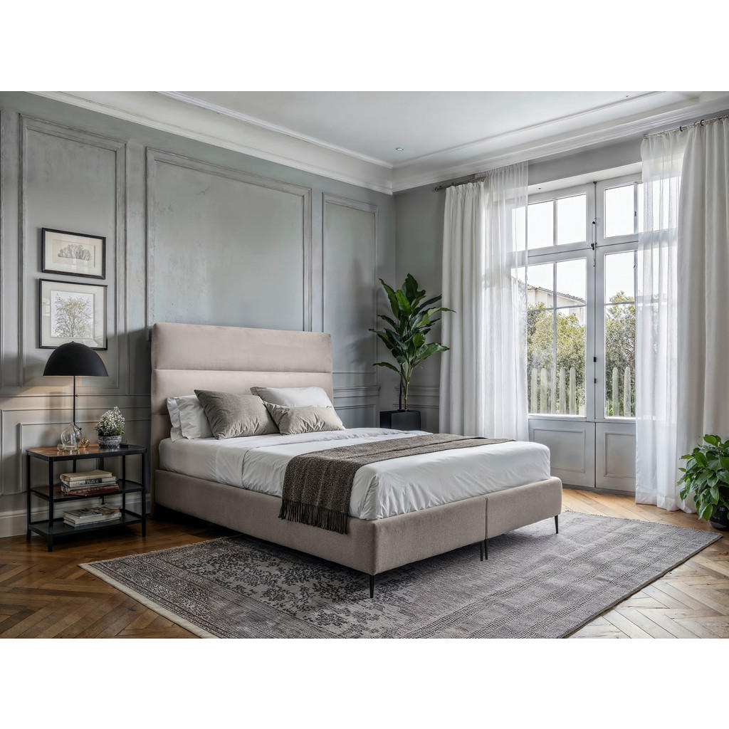 POSTELJA BOXSPRING x , tekstil, leseni material krem barve