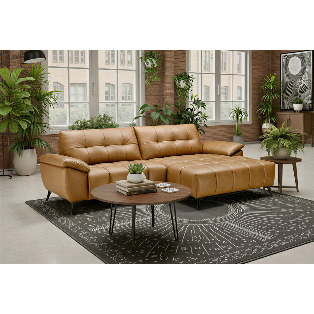 Alternative view of KOTNA ZOFA, videz usnja pravo usnje barve konjaka