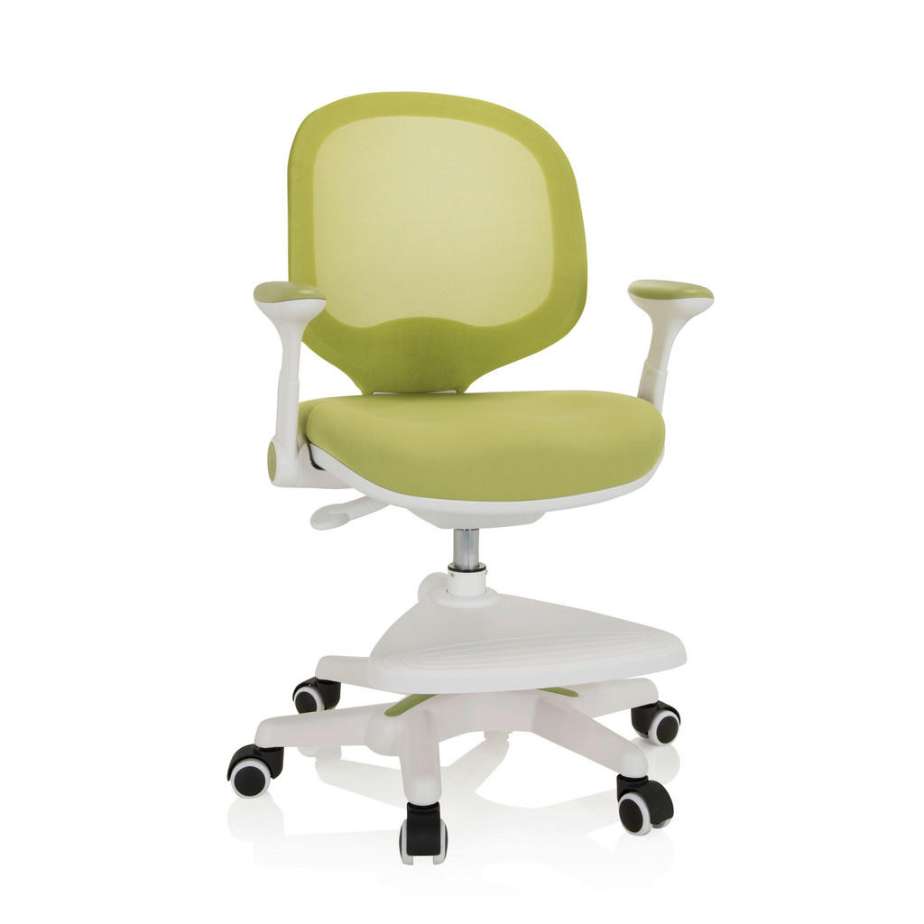 MLADINSKI VRTLJIVI STOL umetna masa, tekstil bela, svetlo zelena