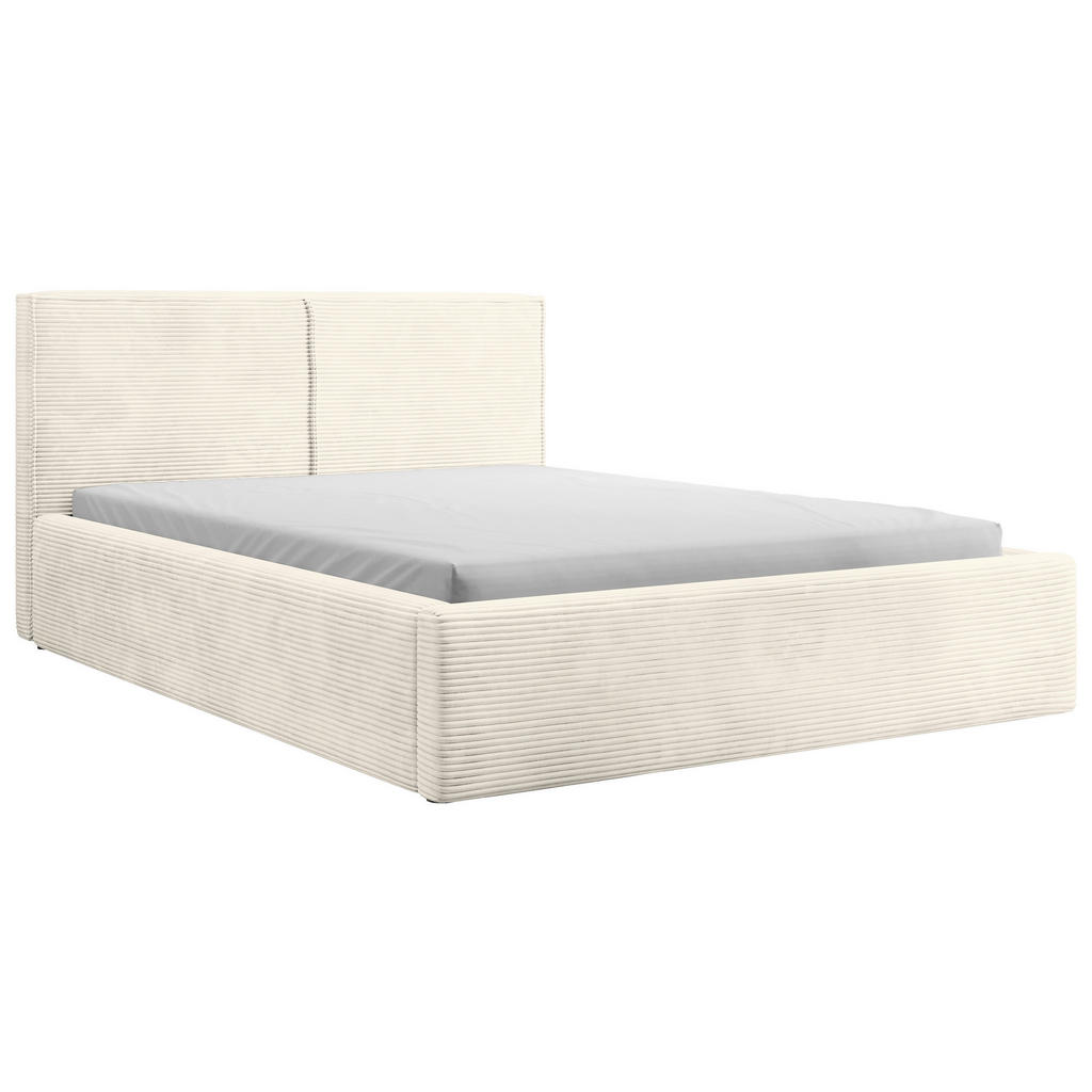 OBLAZINJENA POSTELJA 180 cm x 200 cm , les, tekstil, leseni material krem barve - slika 4