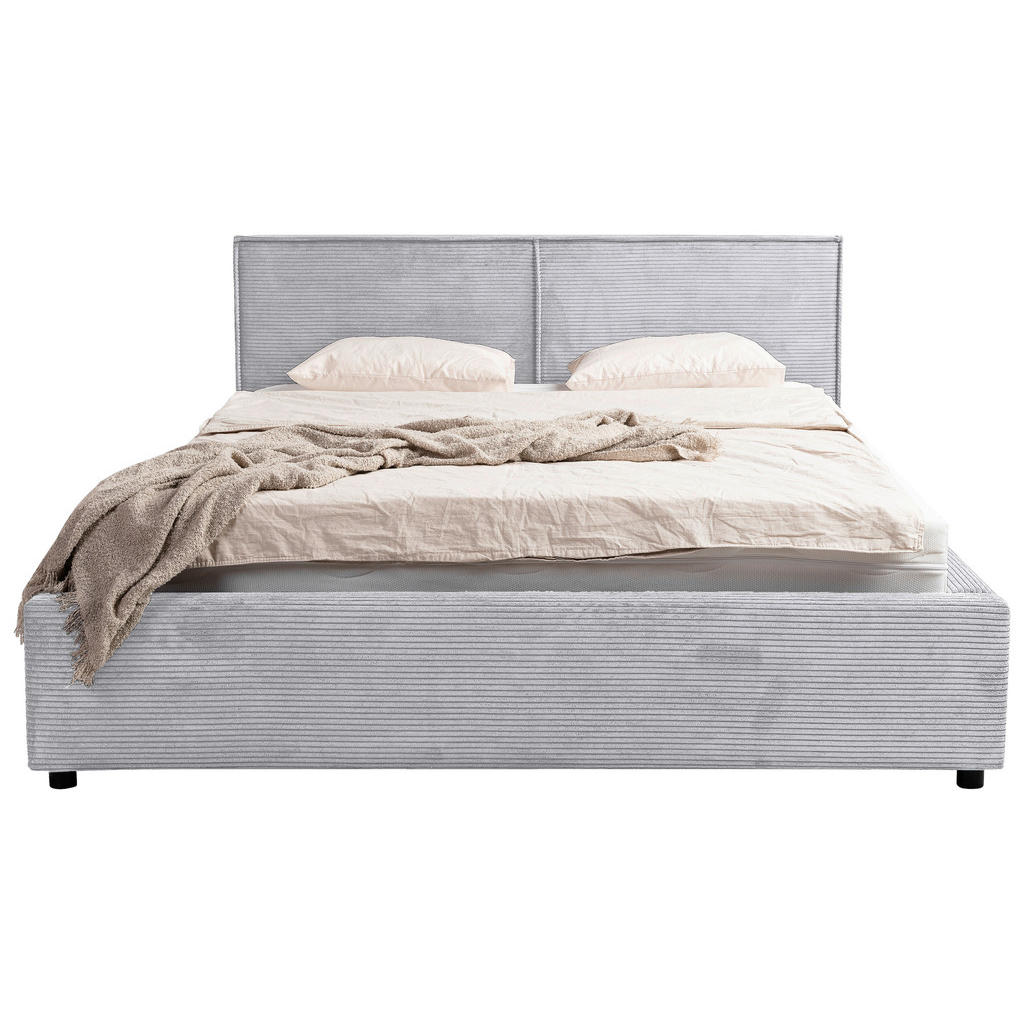 OBLAZINJENA POSTELJA 180 cm x 200 cm , les, tekstil, leseni material svetlo siva - slika 6