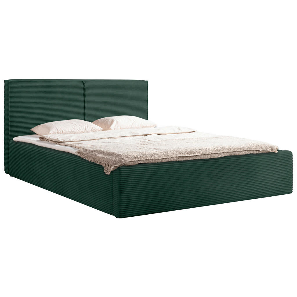 OBLAZINJENA POSTELJA 180 cm x 200 cm , les, tekstil, leseni material temno zelena - slika 6