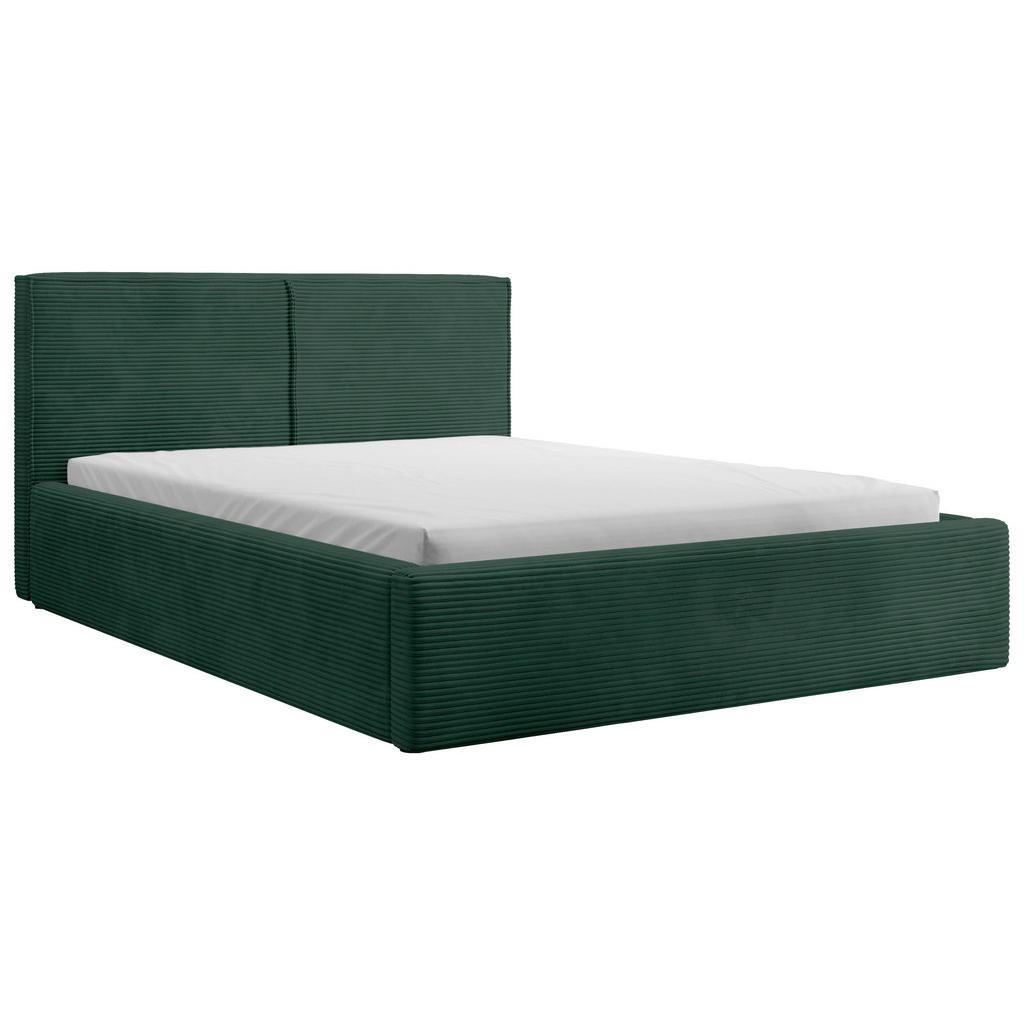 OBLAZINJENA POSTELJA 180 cm x 200 cm , les, tekstil, leseni material temno zelena - slika 4