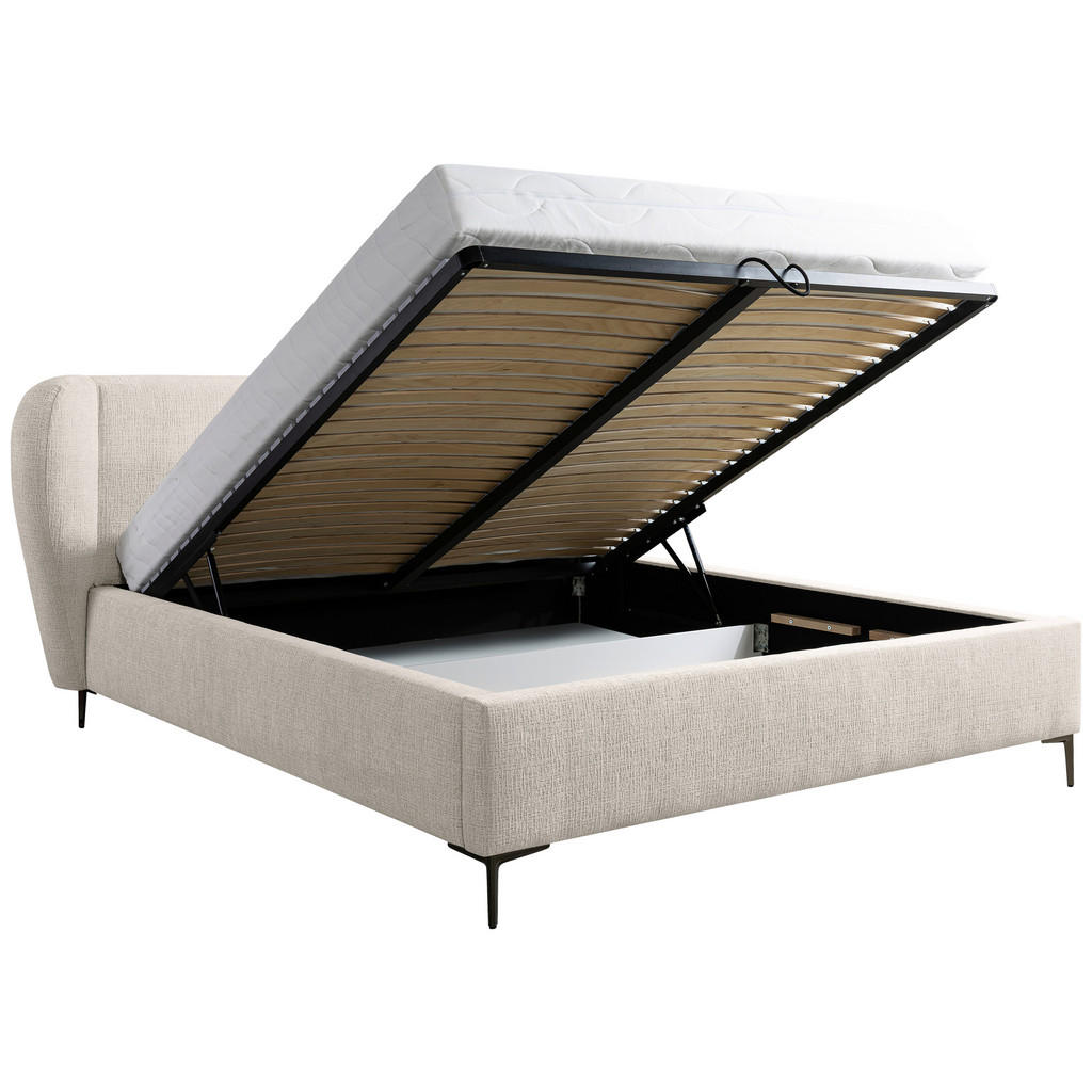 OBLAZINJENA POSTELJA 180 cm x 200 cm , les, umetna masa, tekstil, leseni material biserna - slika 4