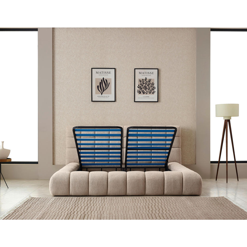OBLAZINJENA POSTELJA 180 cm x 200 cm , kovina, tekstil naravne barve - slika 5