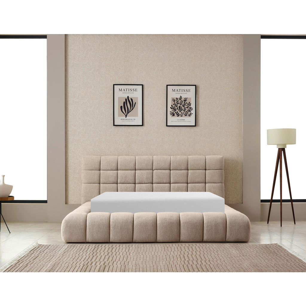 OBLAZINJENA POSTELJA 180 cm x 200 cm , kovina, tekstil naravne barve - slika 3