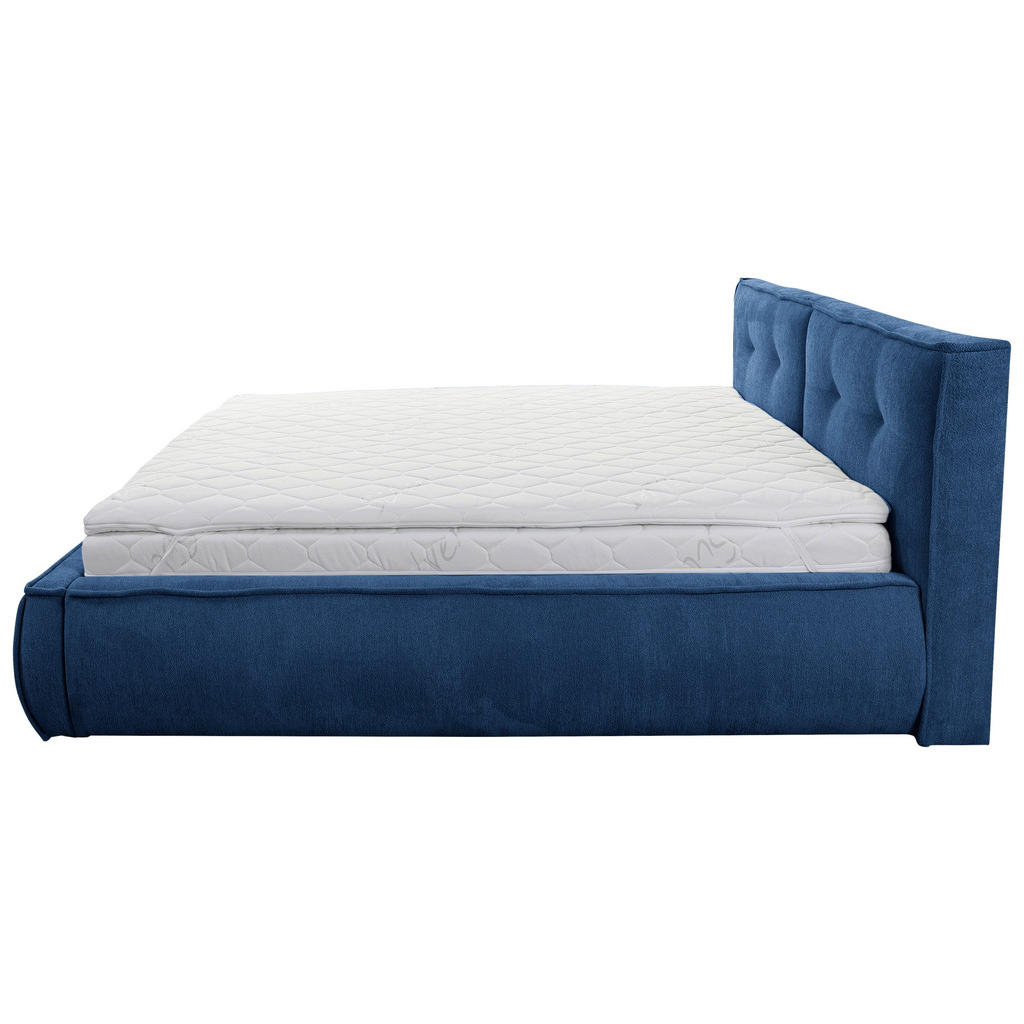 OBLAZINJENA POSTELJA 180 cm x 200 cm , les, tekstil, leseni material modra - slika 3