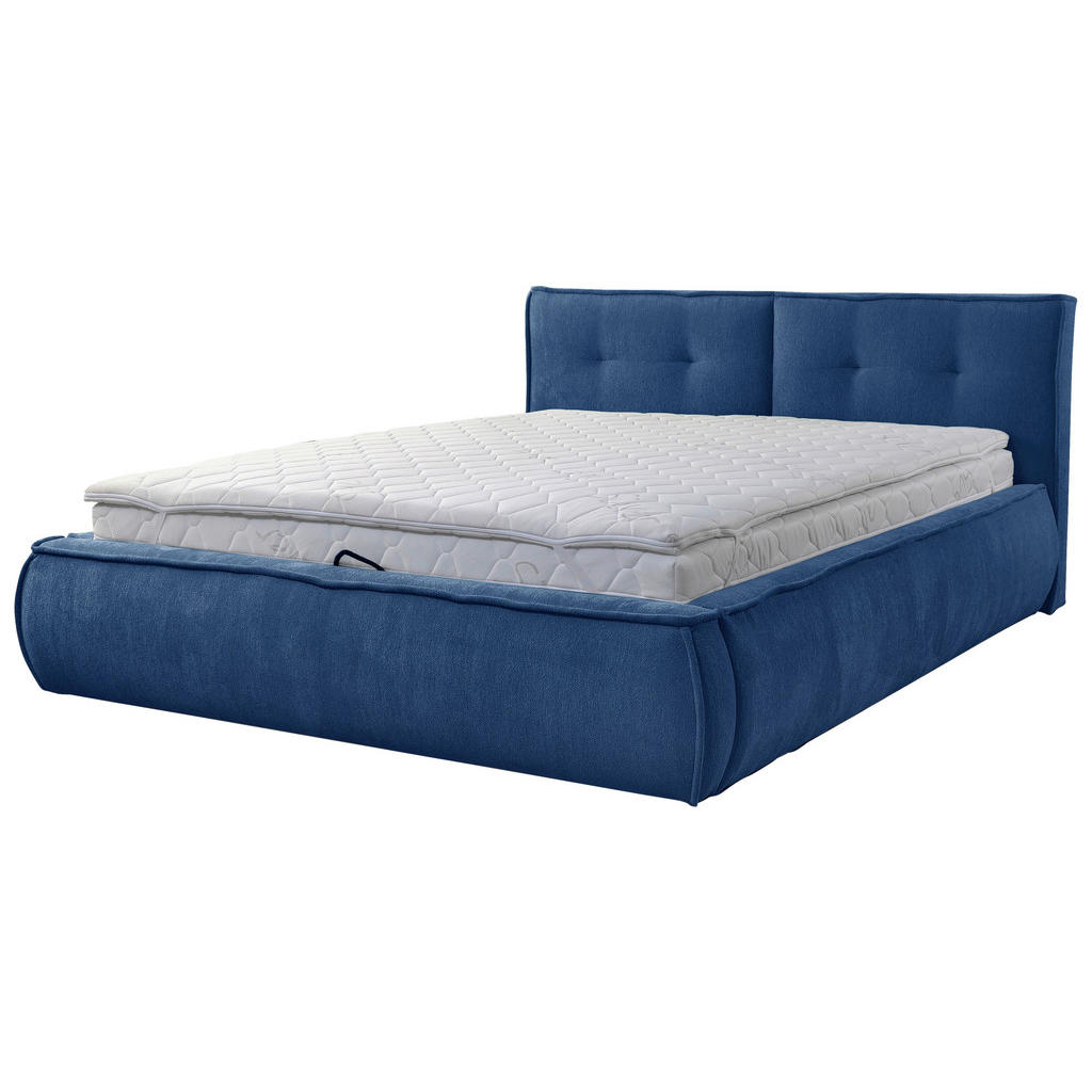 OBLAZINJENA POSTELJA 180 cm x 200 cm , les, tekstil, leseni material modra - slika 4