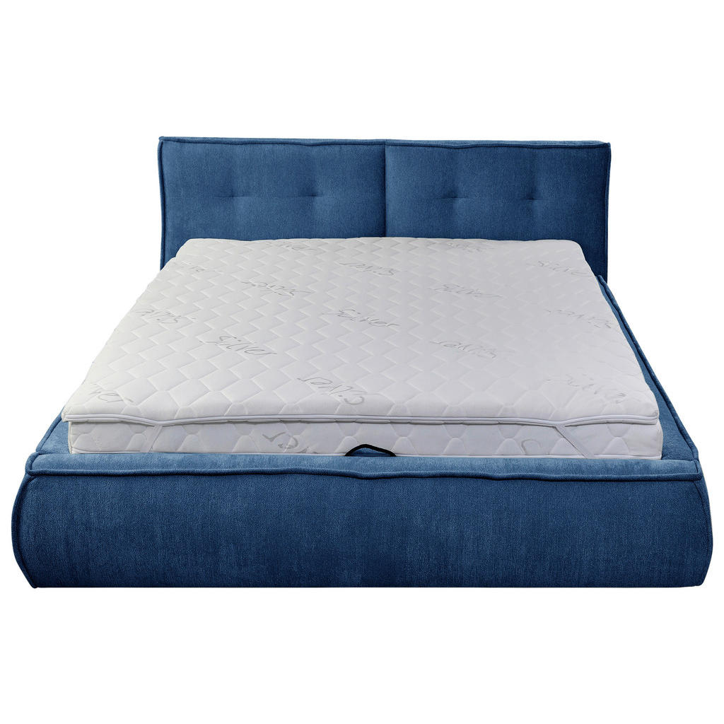 OBLAZINJENA POSTELJA 180 cm x 200 cm , les, tekstil, leseni material modra - slika 5