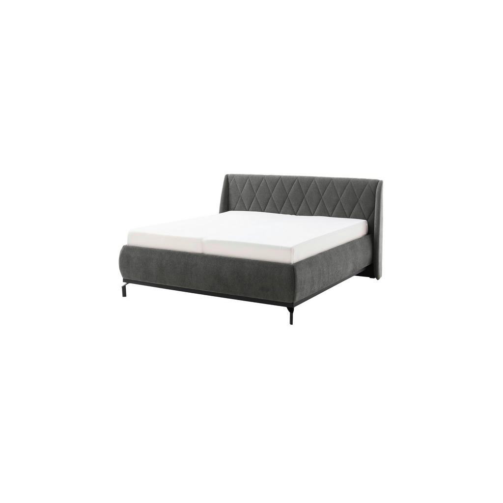 OBLAZINJENA POSTELJA 200 cm x 180 cm , tekstil, leseni material siva - slika 3