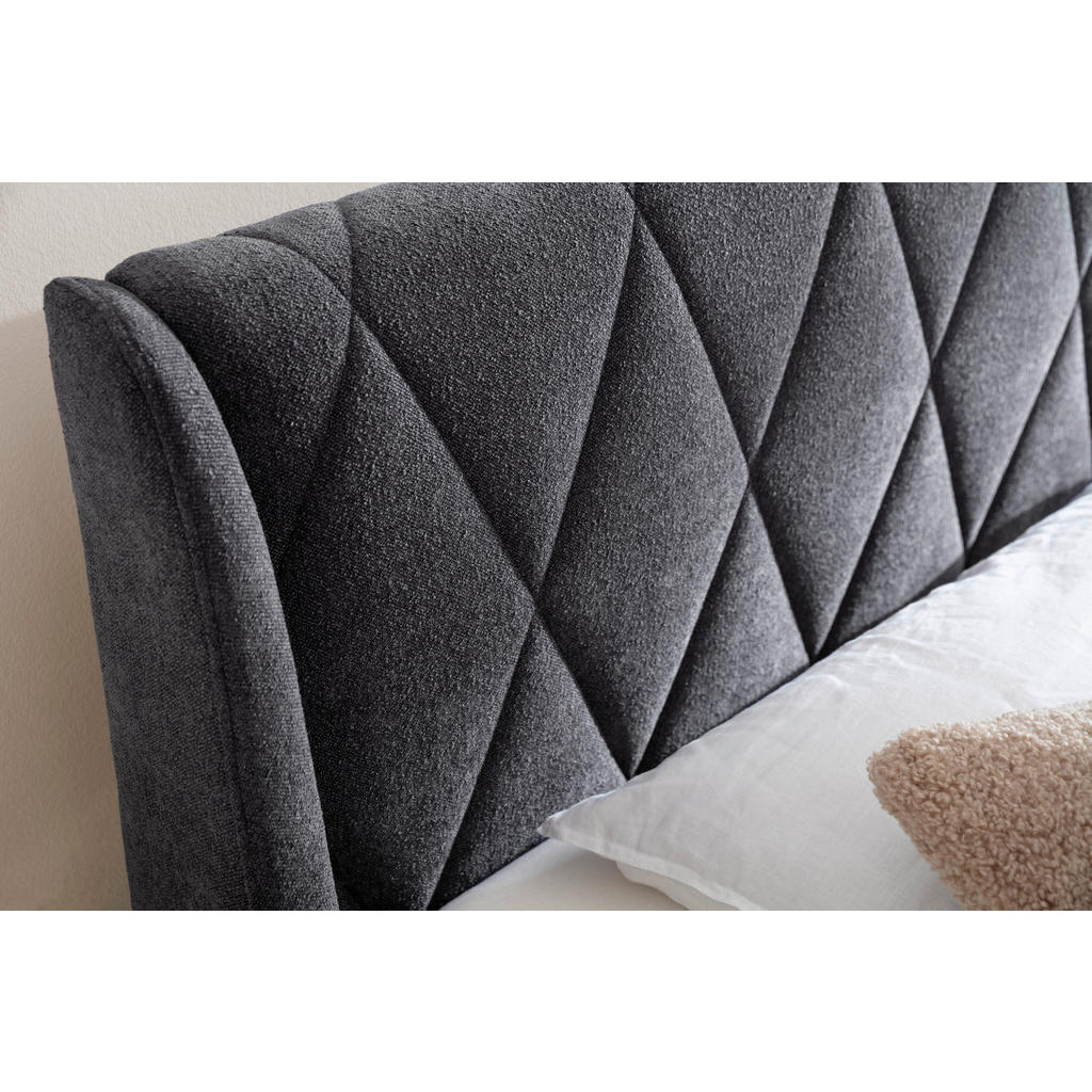 OBLAZINJENA POSTELJA 200 cm x 180 cm , tekstil, leseni material siva - slika 6