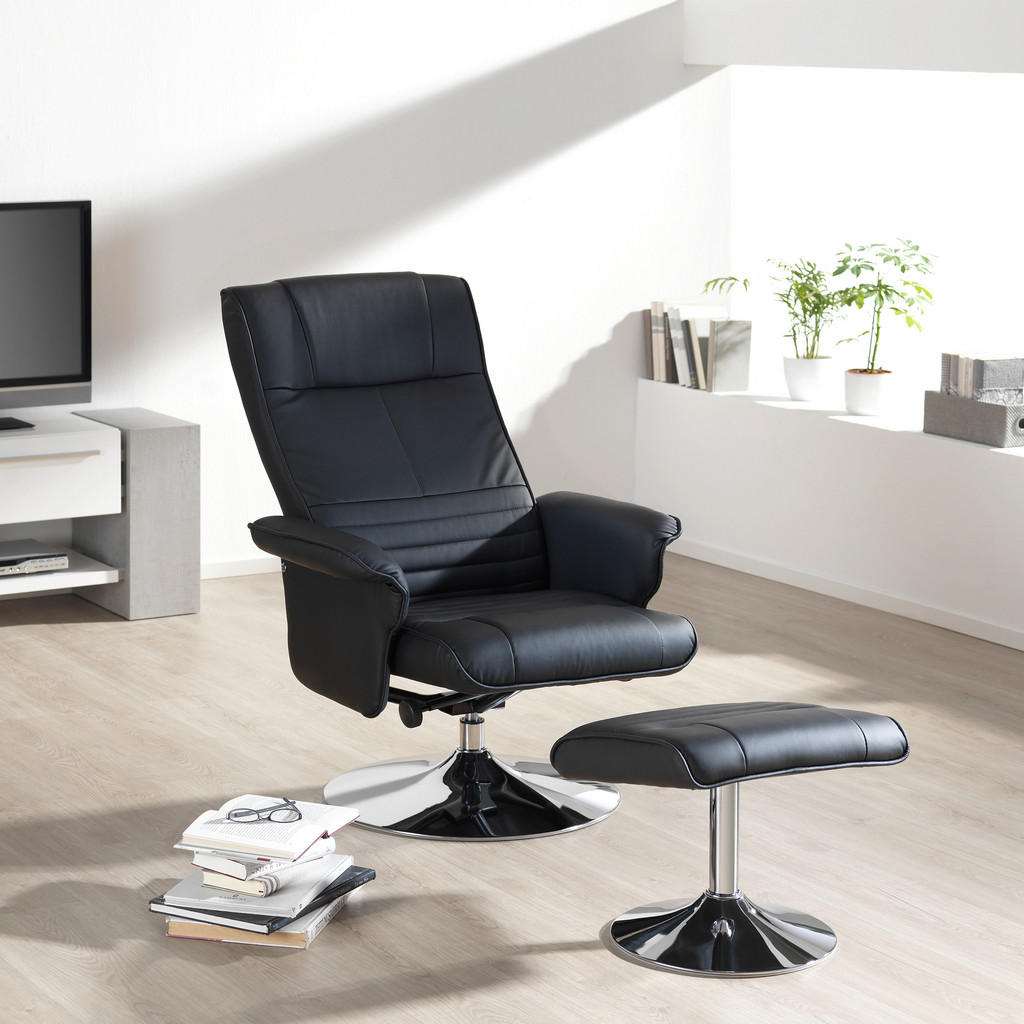 Alternative view of POČIVALNIK S PODNOŽNIKOM, črna, barve kroma kovina, tekstil