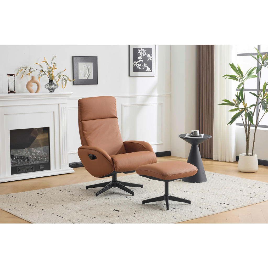 POČIVALNIK S PODNOŽNIKOM, rjava tekstil, usnje