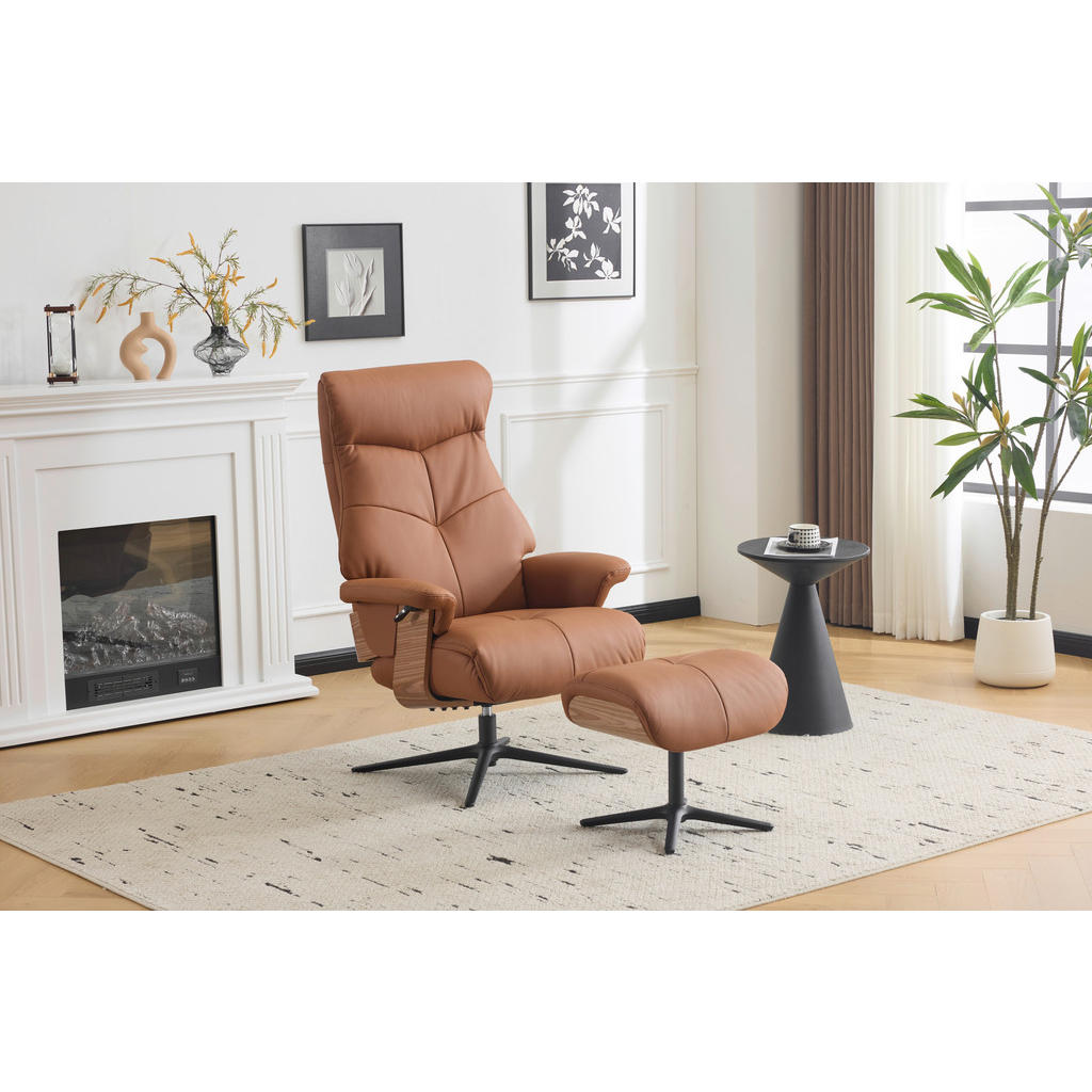 Alternative view of POČIVALNIK S PODNOŽNIKOM, rjava les, tekstil, usnje