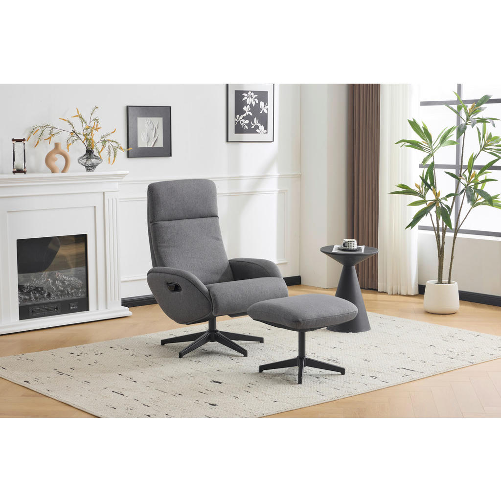 POČIVALNIK S PODNOŽNIKOM, siva tekstil