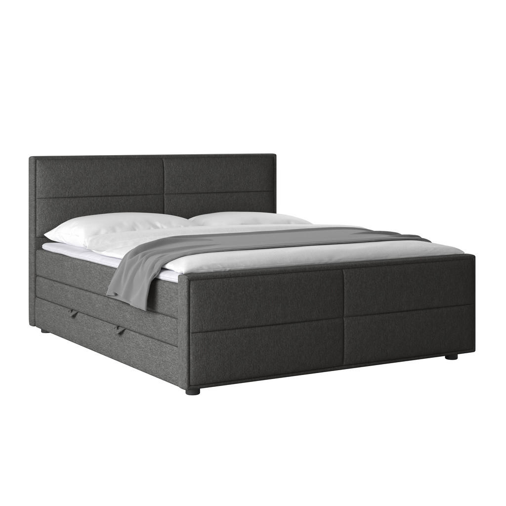 Alternative view of POSTELJA BOXSPRING 180 cm  x 200 cm , les, kovina, umetna masa, tekstil antracit