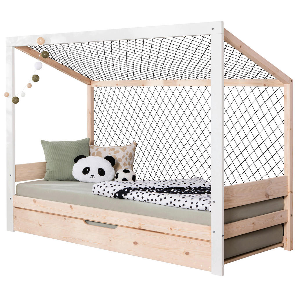 RAZTEGLJIVA POSTELJA 90 cm  x 200 cm , naravne barve, bela