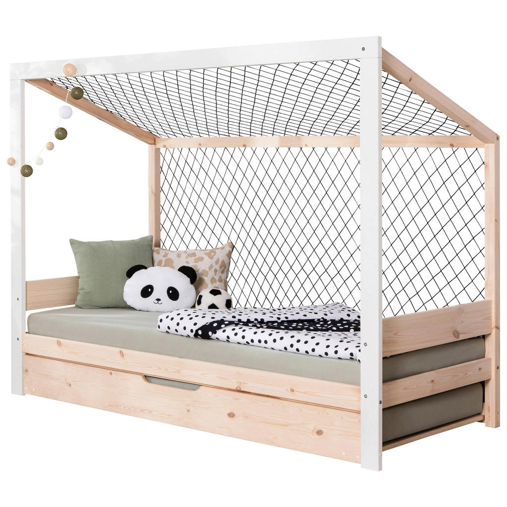 RAZTEGLJIVA POSTELJA 90 cm  x 200 cm , naravne barve, bela