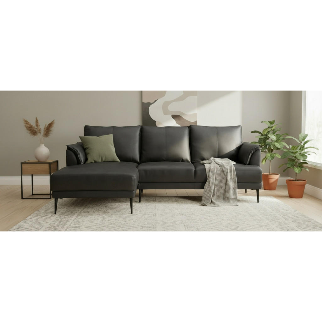 Alternative view of SEDEŽNA GARNITURA, pravo usnje črna