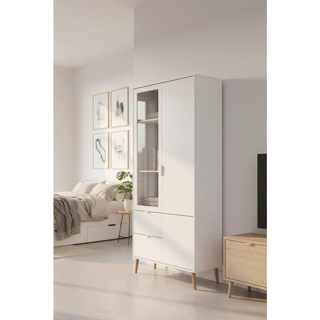 Alternative view of VITRINA, bela, barve hrasta