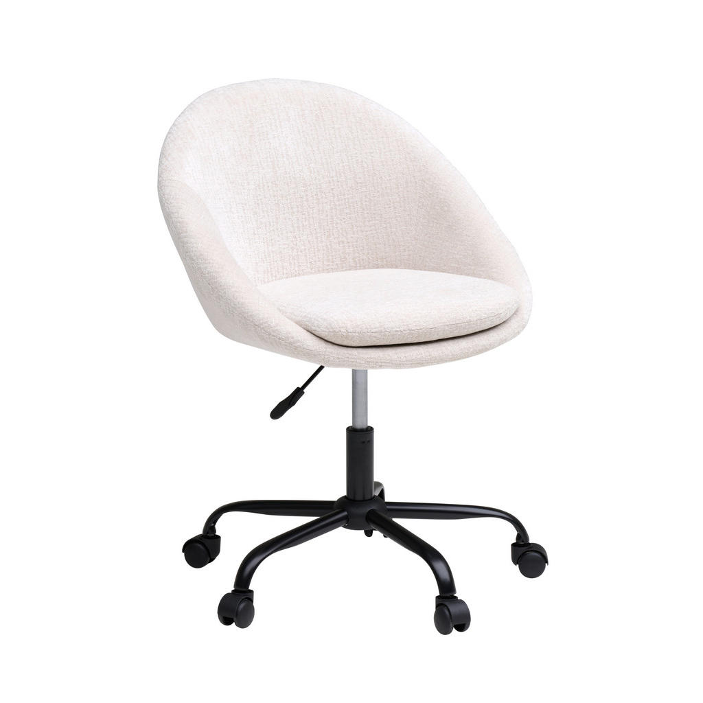 VRTLJIVI STOL kovina, tekstil bela, bež