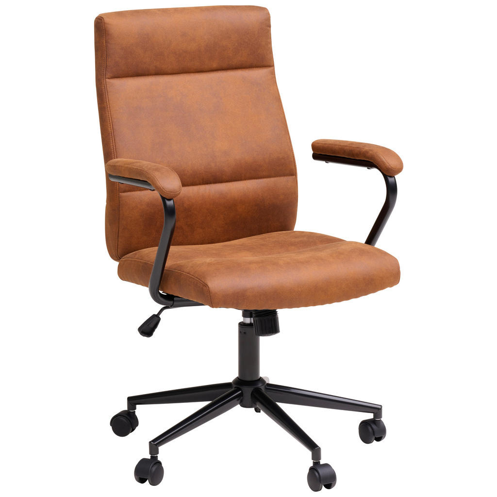 VRTLJIVI STOL kovina, tekstil črna, karamelne barve