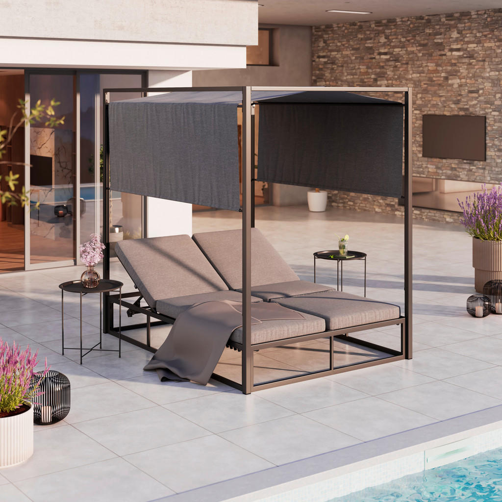 VRTNI LEŽALNIK POSTELJA jeklo prašno lakirano temno siva