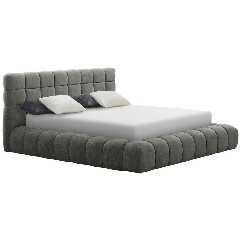 OBLAZINJENA POSTELJA 180 cm x 200 cm , kovina, tekstil siva - slika 2