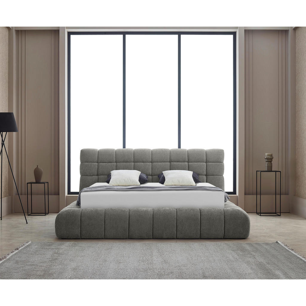 OBLAZINJENA POSTELJA 180 cm x 200 cm , kovina, tekstil siva - slika 4
